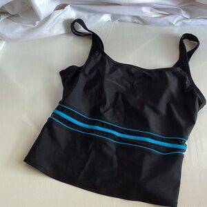 Speedo Women's Black One Piece with Blue Stripes